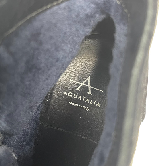 Aquatalia Camellia Suede Shearling Lined Wedge Ankle Boots - Black - Size 6 - Picture 9 of 9